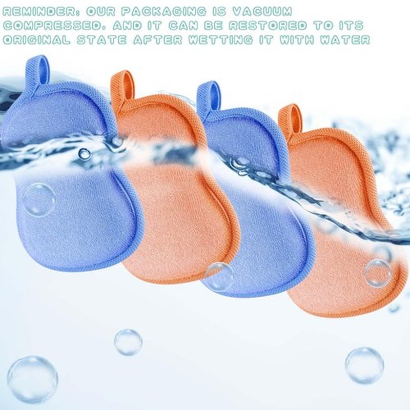 Tatuo 4 Pieces Baby Bath Sponge Cotton Baby Sponge Soft and Absorbent Sponge for Kids Babies Men Women (Orange,Blue)