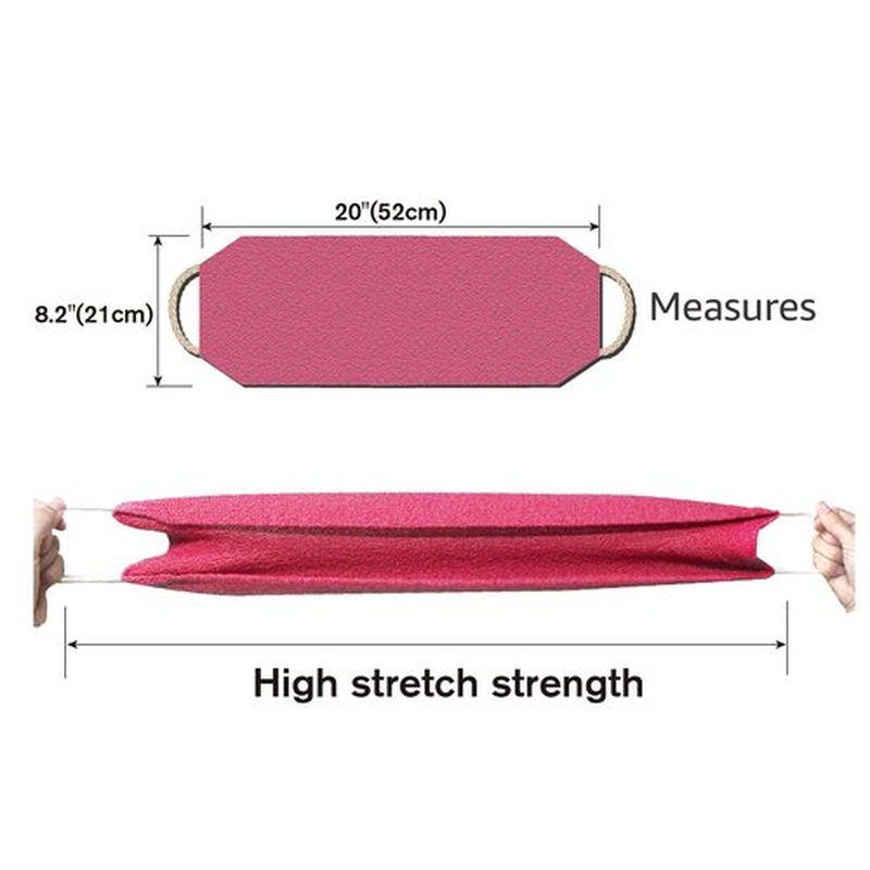 Evridwear Exfoliating Back Scrubber with Handles Two Sides for Body Shower Deep Cleans Skin Massages Invigorating Blood Circulation Men Women One Size (Back Scrubber + Heavy Gloves Pink)