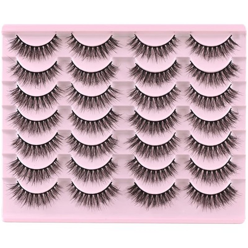 FARRED Natural Eyelashes Wispy Lashes Short False Eyelash Small Cat Eye Fake Lashes Full Pestañas Sets for MUA and Beginners Daily Makeup (F2 | 7-14mm)