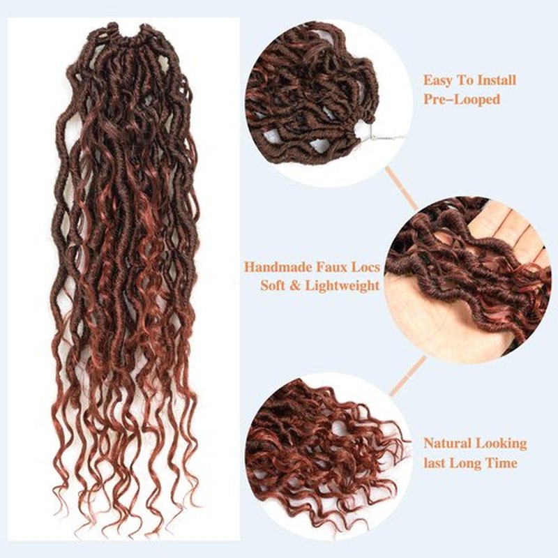 Goddess Locs Crochet Hair 18 Inch 8 Packs Faux Locs Crochet Hair For Black Women Crochet Hair Pre Looped Crochet Faux Locs With Curly Ends River Locs Crochet Hair(18 Inch, 1B/350)