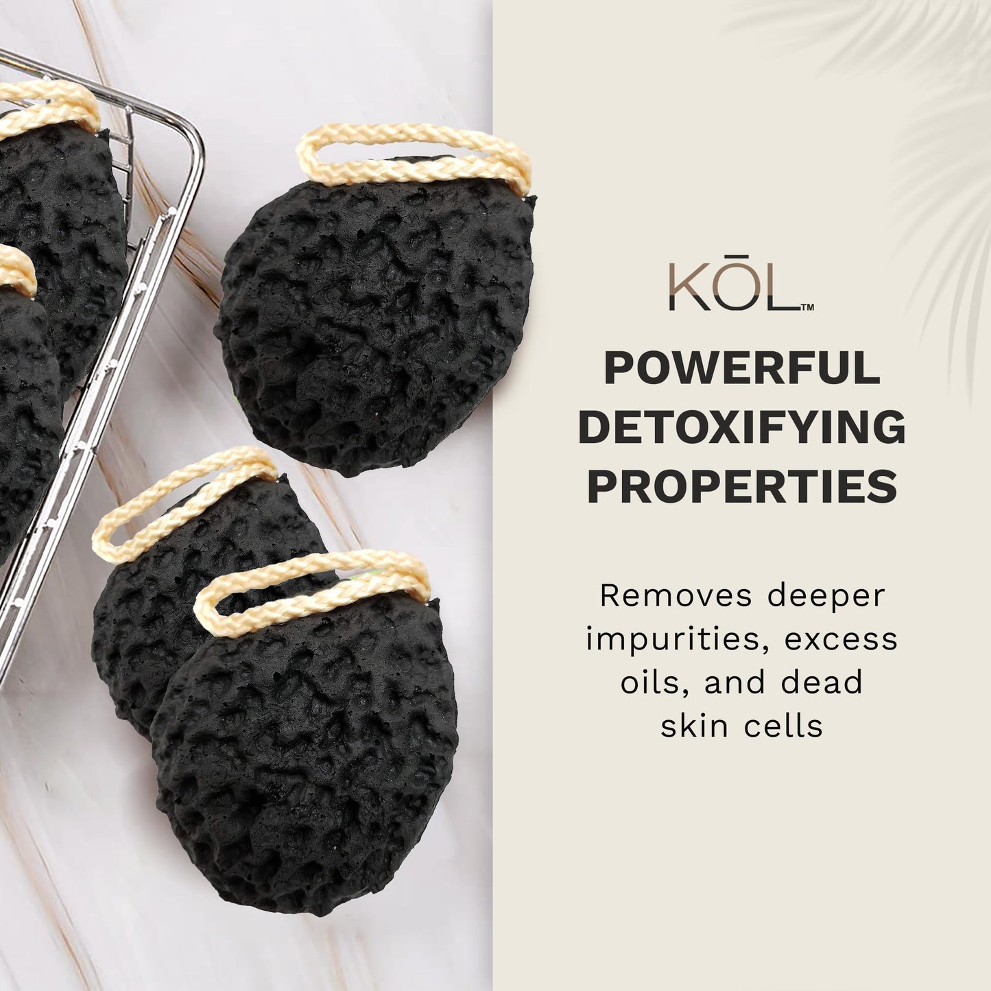 KOL Loofah, Bamboo Charcoal Infused Shower Body Sponge for Men and Women, Exfoliating Bath Scrubber, Black