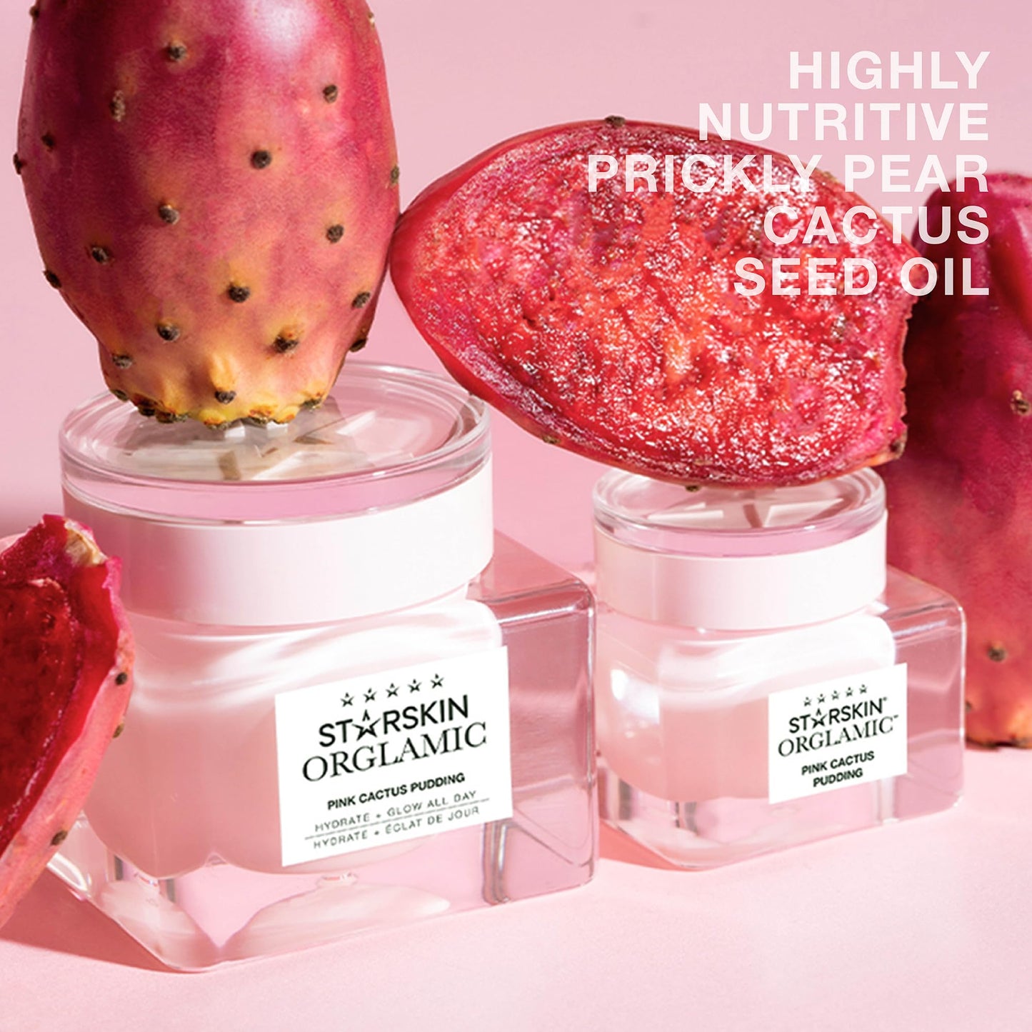 STARSKIN Orglamic Pink Cactus Pudding, Hydrating & Nourishing Cream for all Skin Types, 99.3% Natural with Prickly Pear Cactus Seed Oil & Hyaluronic Acid, Luxurious Glow Moisturizer, K-Beauty - 50ml