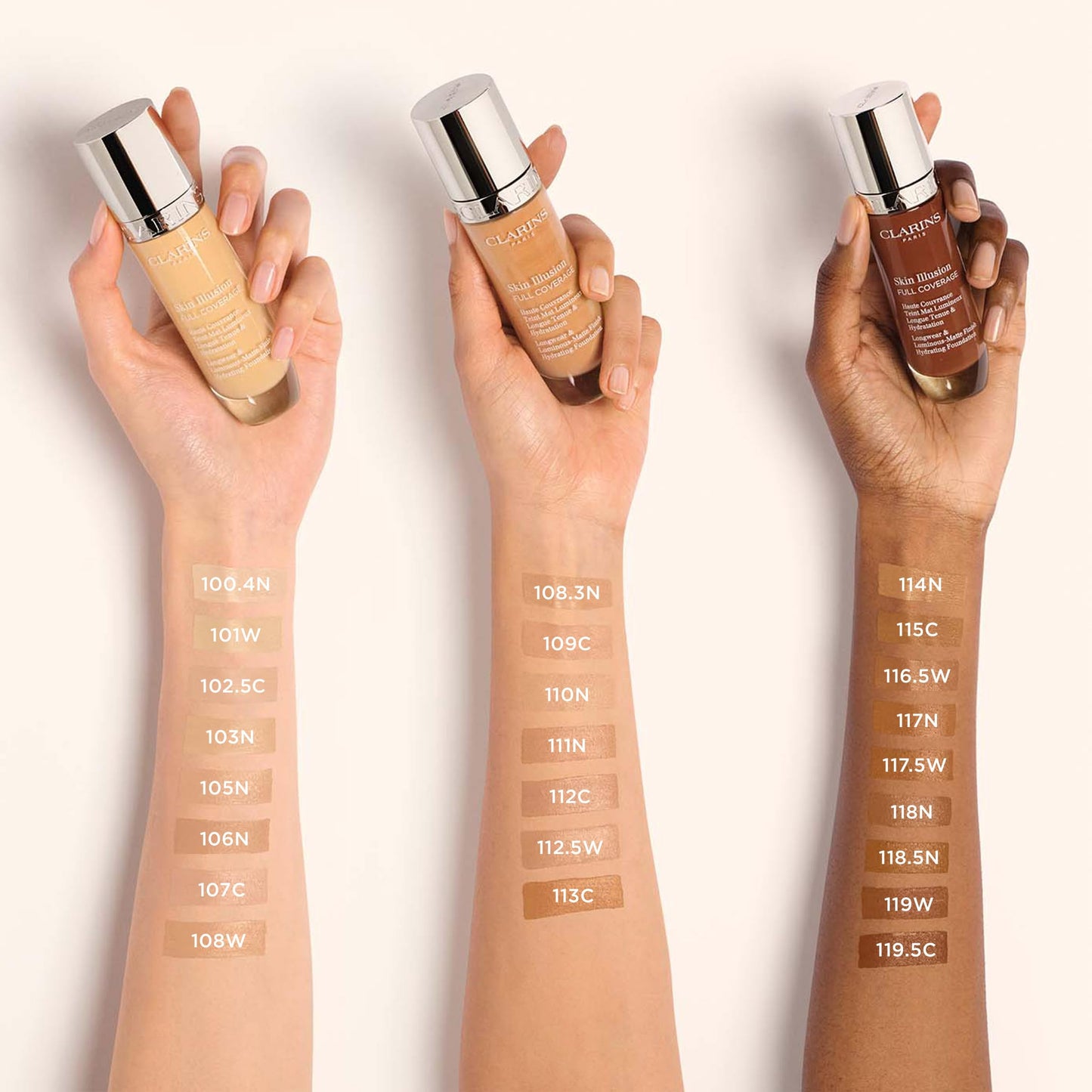 Clarins Skin Illusion Longwear Full Coverage Foundation|Luminous Matte Finish|24H Hold and 24H Hydration|Natural Looking|Transfer, Sweat and Smudge Proof| Contains Hyaluronic Acid|1 Fl Oz,103N
