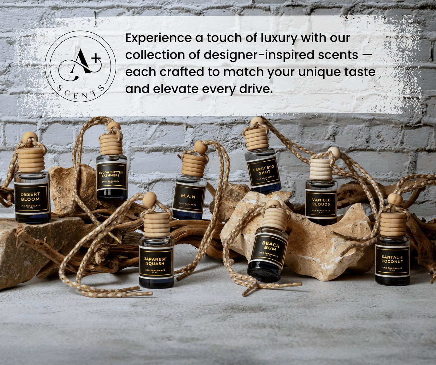 Santal & Coconut - A Fragrant Whisper of Opulent Tropical Serenity! - Luxury Car Hanging Diffuser - Long Lasting Car Freshener - Lasts up to 60 days | A+ Scents