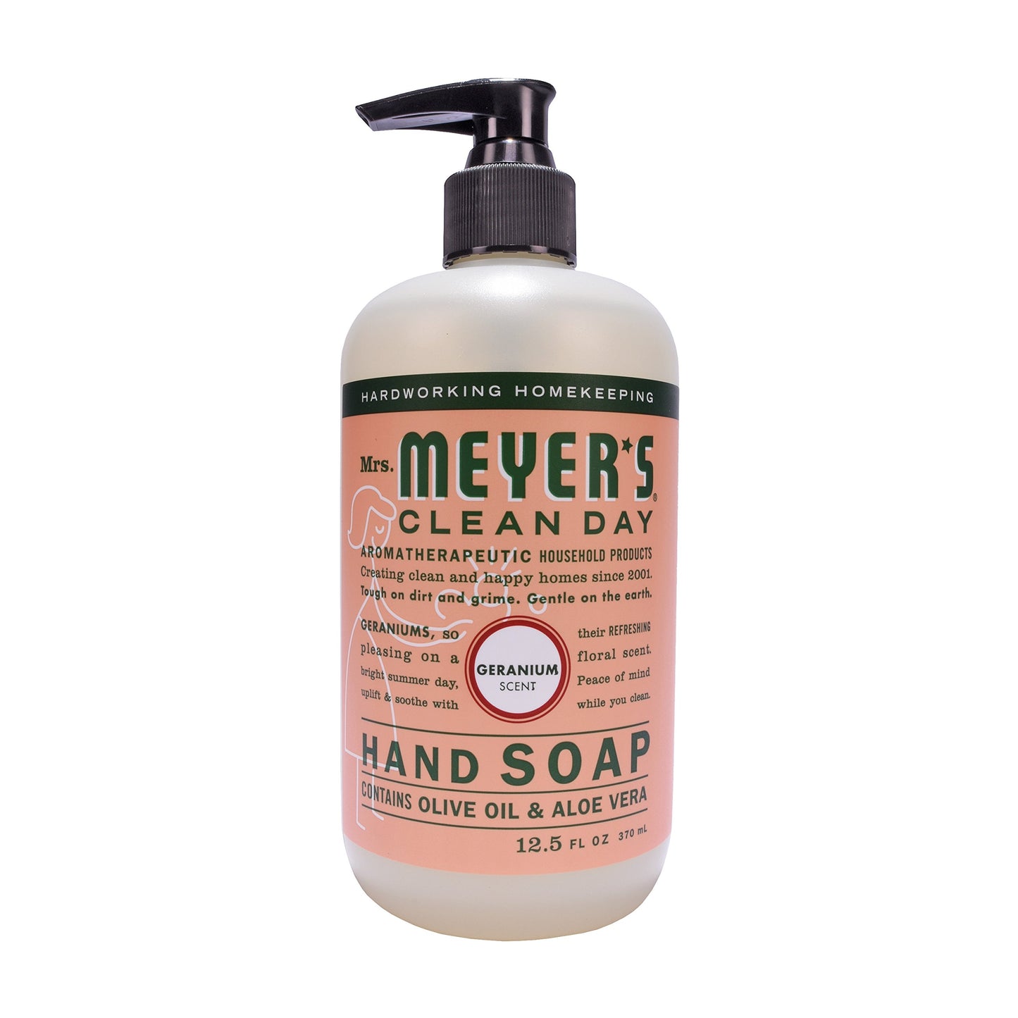 MRS. MEYER'S CLEAN DAY Hand Soap, Made with Essential Oils, Geranium, 12.5 fl. oz - Pack of 6