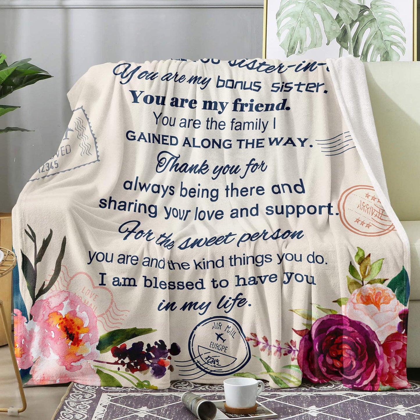 Hcoviv Sister-in-Law Gifts Blanket 60" x 50", Sister in Law Gifts for Women - Funny Present for Sisters Birthday Present Ideas Throw Blankets