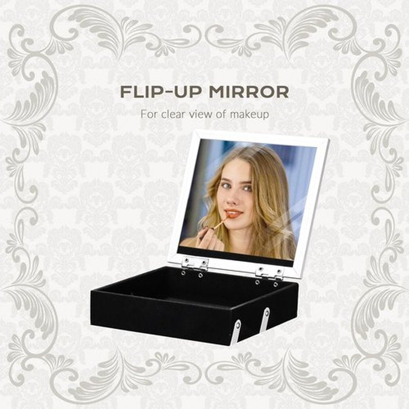 BYOOTIQUE Makeup Train Case 2-Tier Trays Portable Cosmetic Cases Travel Makeup Storage Organizer Lockable Box with Mirror for Makeup Artist Nail Tech,Rococo GainsBoro