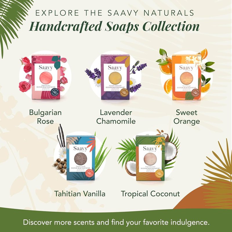 Handmade Vegan Soap Bar - Moisturizing Organic Bath Soaps for Women | Creamy Lather, 5 Oz, 2 Pack