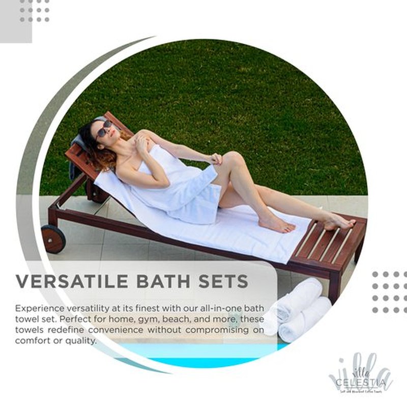 100% Combed Cotton Bathroom Towel Set of 10-2 Bath Towels, 4 Hand Towels, 4 Wash Cloths, Sustainable, Soft, Highly Absorbent 10 Piece Cotton Bath Towel Set Ideal for Hotels, Spa, Bathroom, Dorm, White