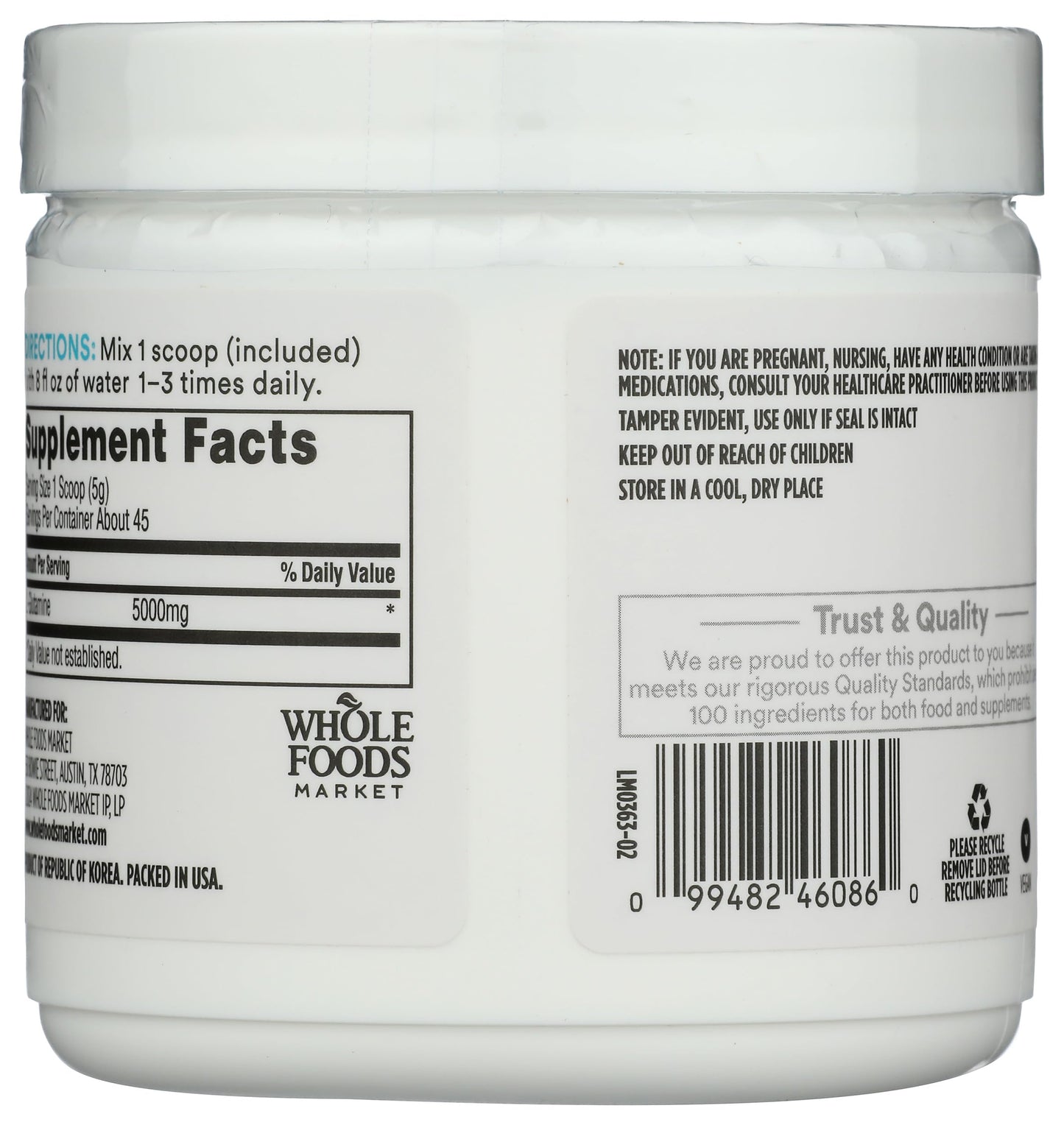 365 by Whole Foods Market, L-Glutamine Free-Form Powder, 8 oz