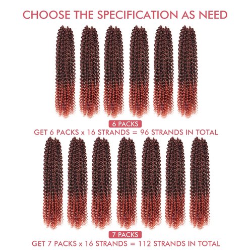 Pelokaa Passion Twist Hair - 16 Inch 7packs Ombre Orange Water Wave Crochet Braids Synthetic Braiding Hair Extensions (16 Inch, T350-7P)