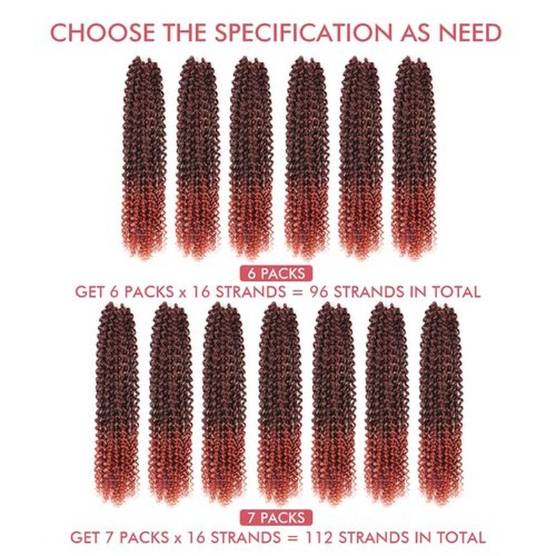 Pelokaa Passion Twist Hair - 24 Inch 6packs Ombre Orange Water Wave Crochet Braids Synthetic Braiding Hair Extensions (24 Inch, T350-6P)