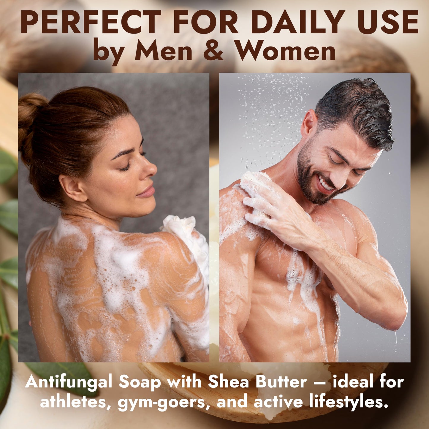 Antifungal Soap Infused with Shea Butter & Rose Oil | Medicated Jock Itch Treatment Helps Fight Ringworm & Athlete’s Foot | Tolnaftate 1% Antifungal Soap for Deep Cleansing | 2 Bars with Scrubber