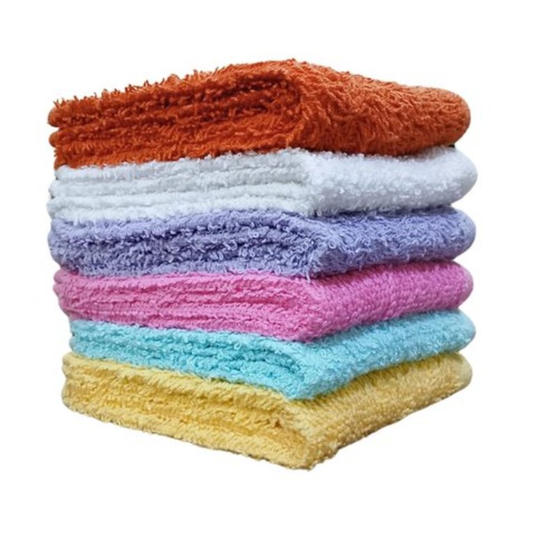 Towel and Linen Mart 100% Cotton - Wash Cloth Set - Flannel Face Cloths, Highly Absorbent and Soft Feel Fingertip Towels (Multi (6 Colors), Pack of 12)