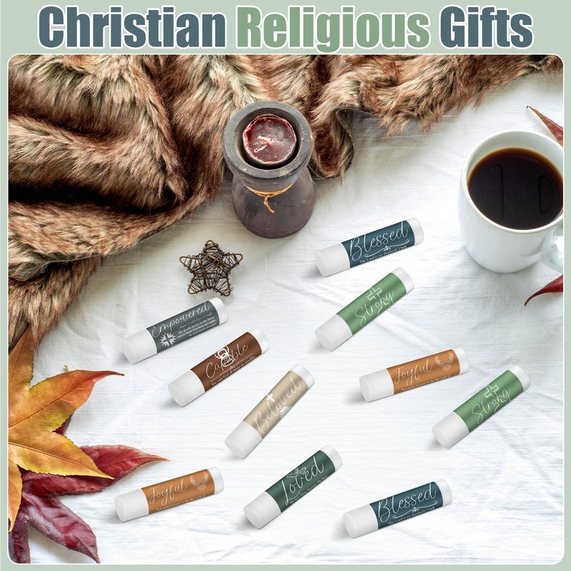 Dansib 50 Pack Christian Religious Gift Lip Balm for Women Men Christian Church Party Favor Bible Verse Lip Balms Bulk with Scripture Bulk Thank You Gift for Staff Employee Coworkers