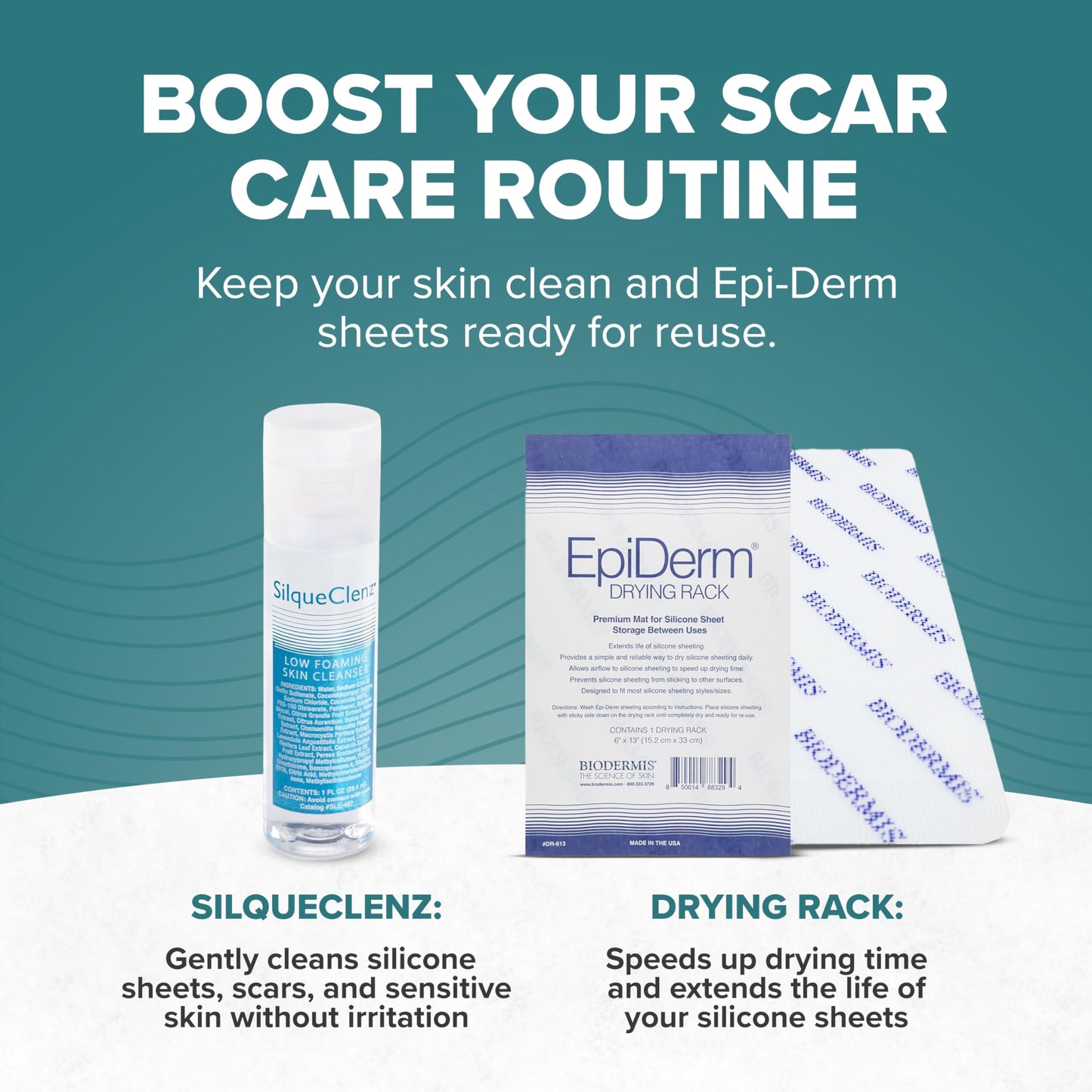 Epiderm Large Silicone Scar Sheets – Soft, Reusable Silicone Sheets for Tummy Tuck, C-Section, Burns & Surgical Scars – Customizable, Flexible & Easy to Clean – 11" x 15.75", Clear, 1 Sheet