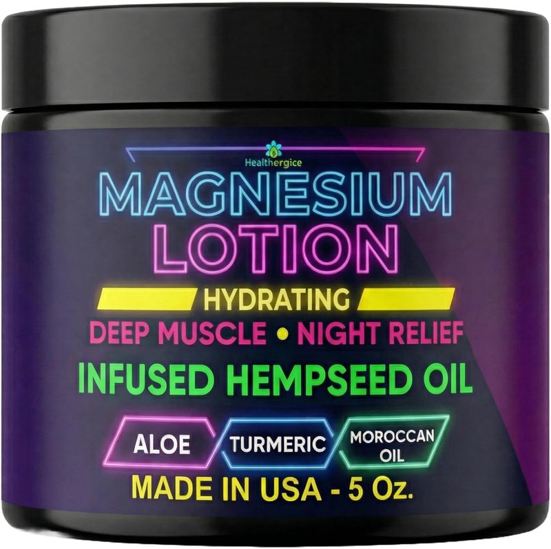Magnesium Lotion for Sleep & Sore Muscles | Hemp, Turmeric & Moroccan Oil - 5 Oz Made in USA