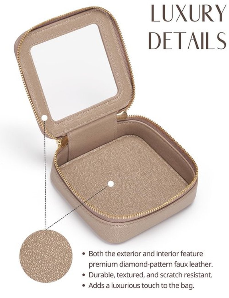 Popvibe Small Makeup Pouch Mini Clear Makeup Bag for Purse Travel Mini Bag for Women for Essentials Small Cute Cosmetic Case Traveling Small Toiletry Bag Portable Mini Pouch for Car Organizer Bag Gold