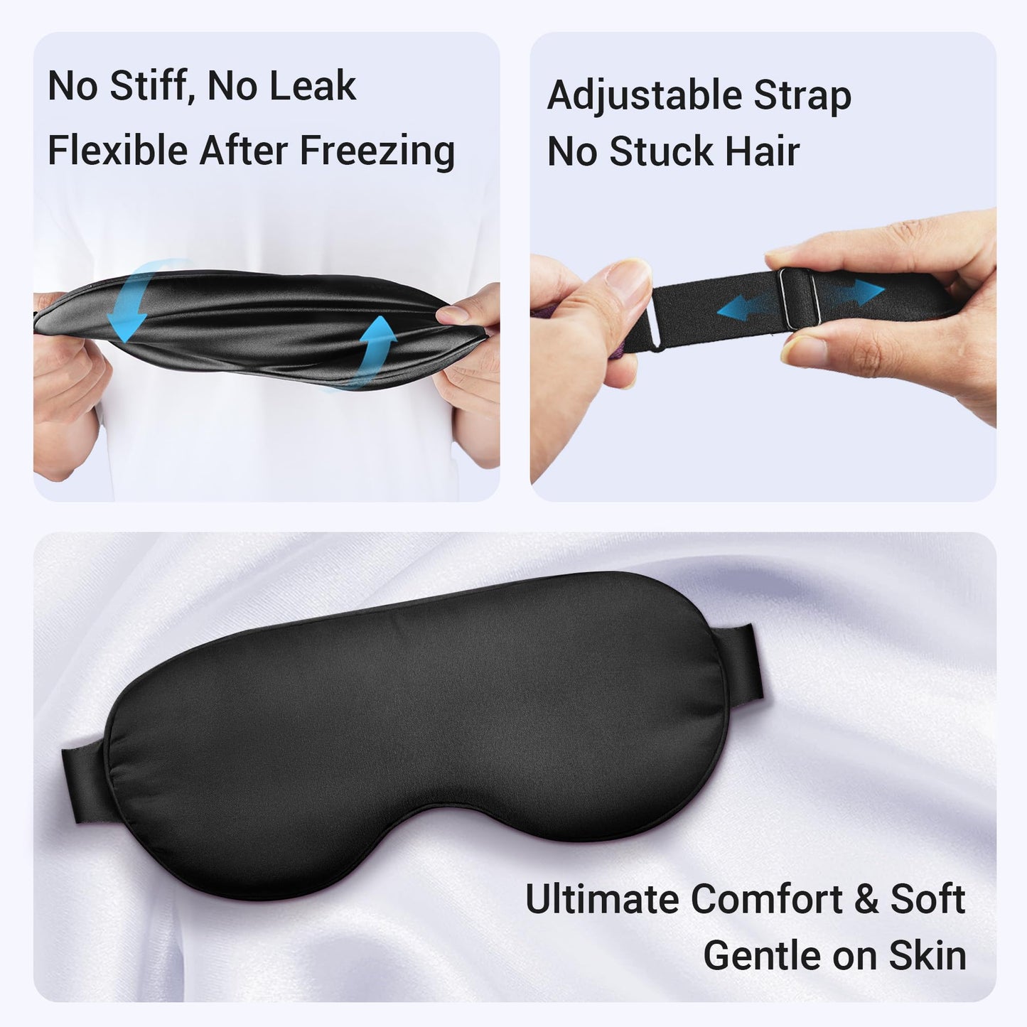 Cooling Eye Mask for Dark Circles Puffiness - Fsa Eligible Items Hsa, Cold Compress for Puffy Eyes Migraines Headache Sleeping After Surgery, Gentle Weighted Travel Essentials Gel Ice Pack (Black)