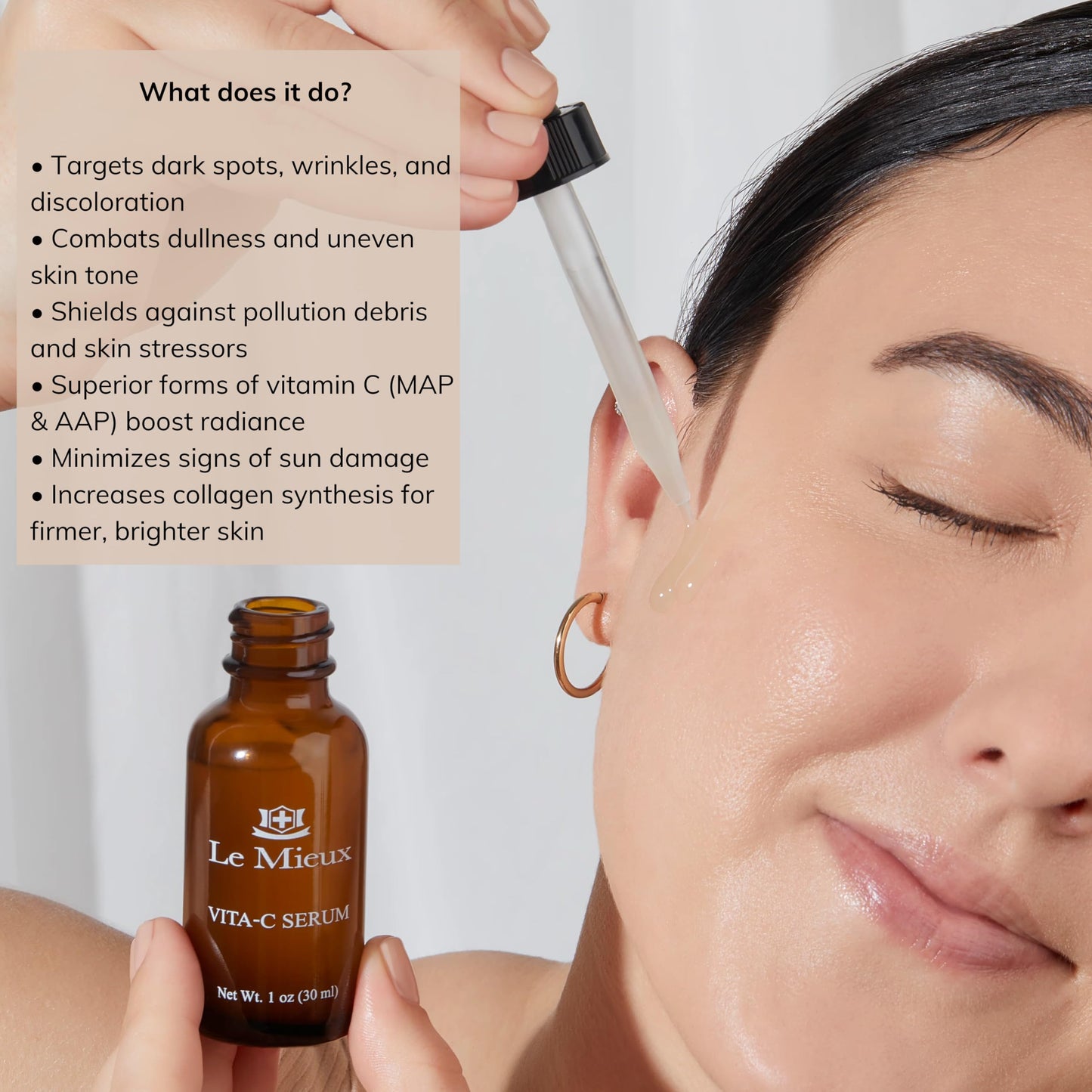 Le Mieux Vita-C Serum - Concentrated Vitamin C & Glutathione Antioxidant Facial Serum for Glowing Skin, VIT C Face Serum to Address the Appearance of Uneven Tone & Blotchiness (1 oz / 30 ml)