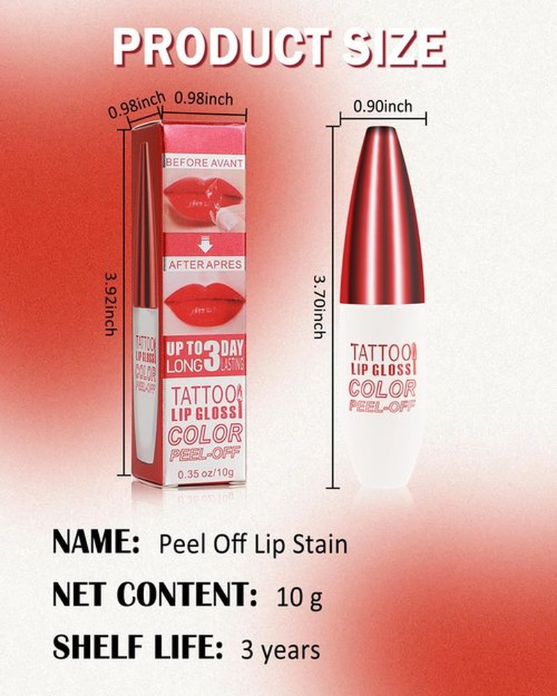 Peel Off Lip Stain - Nude Red Matte Lip Liner Stain Waterproof Long Wear 24H, Highly Pigmented Lip Tattoo Peel Off Lip Tint Stain, Transfer-Proof, Non-Stick Cup, Liquid Lip Gloss Makeup for Women-02