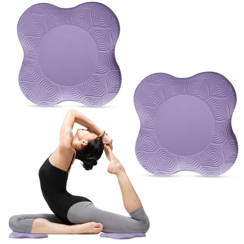 Present Mind Yoga Knee Pad Cushion Foam, Set of 2 - Extra Thick Support Pads - Alleviate Knee, Elbow, Wrist Pain - Lightweight & Portable for Pilates, Yoga, Workout - 7.8Lx7.8Wx0.6H Inch, Purple