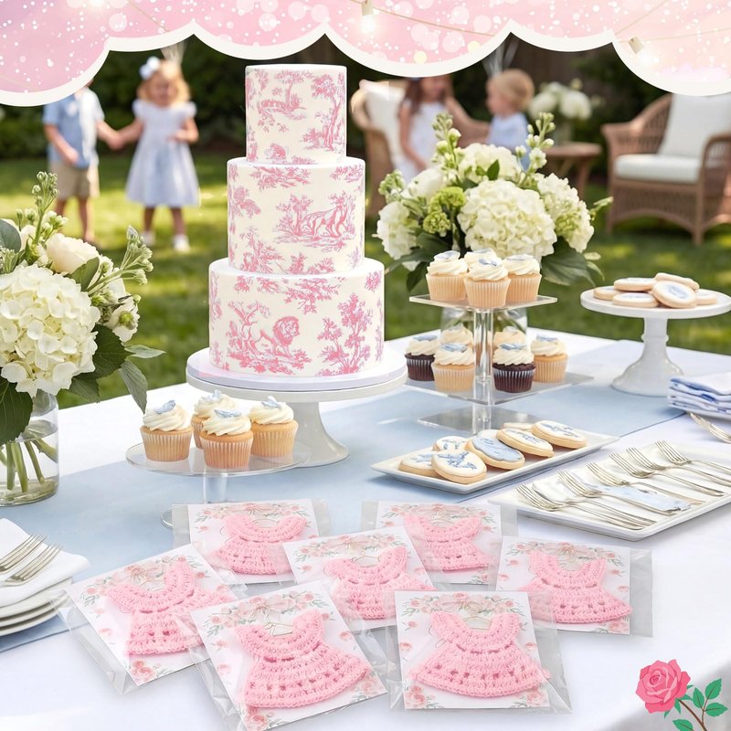 Novabright 50 Pcs Baby Shower Party Favors for Guests Miniature Crochet Dress Magnets with Cards Baby Shower Gifts, Newborn Favors, Thank You Welcome Gifts for Gender Reveal Baptism Party
