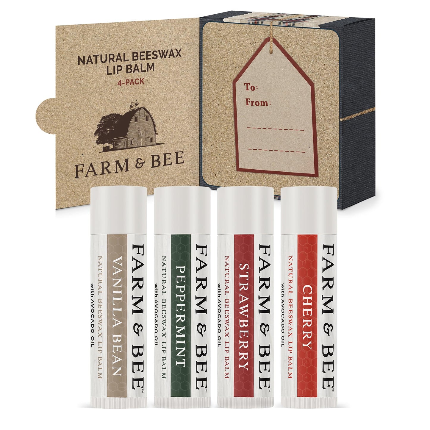 Natural Lip Balm – 4 Pack Gifts for Women & Men - Organic & Natural Ingredients - Moisturizing Lip Care Chapstick - Great Gift Idea for Adults, Women, Men, Teens, and Kids - 0.15oz (Pack of 4)