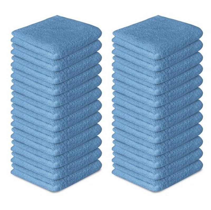 Softolle 100% Cotton Ring Spun Wash Cloths – Bulk Pack of Washcloths – 12x12 Inches – Wash Cloth for Face, Highly Absorbent, Soft and Face Towels (Sky Blue, 24 Pack)