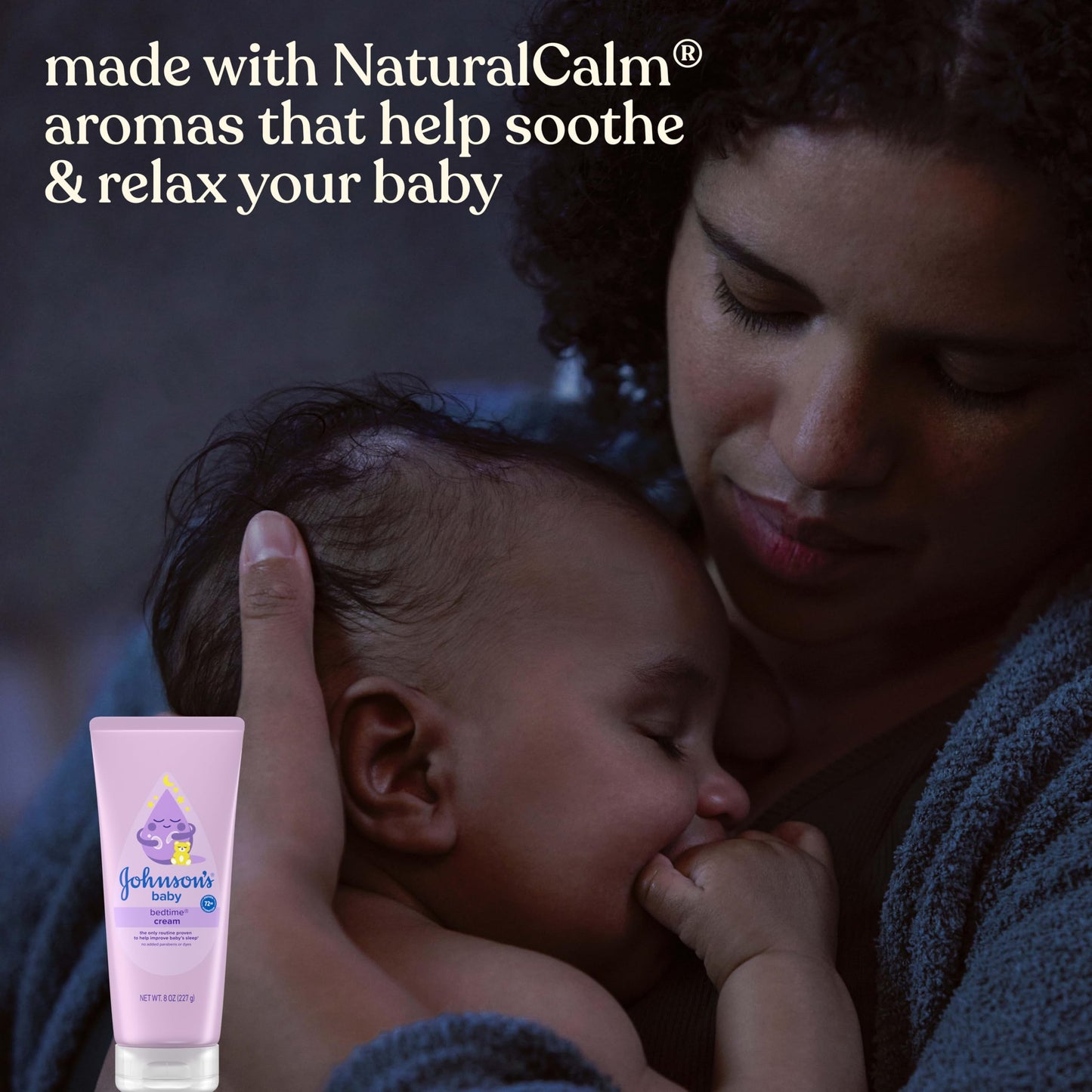 Johnson's Baby Bedtime Cream with Soothing NaturalCalm Aromas, Baby Cream with Calming Aromas, Soothing and Relaxing Scent, No Added Parabens & Dyes, 8 oz