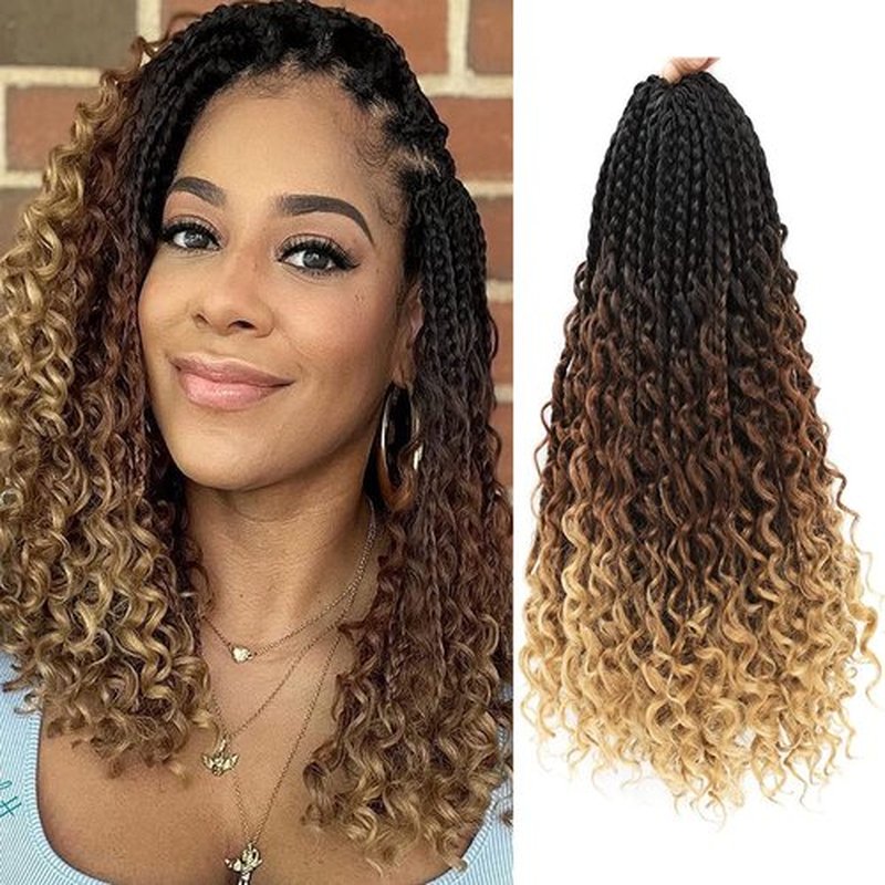 Goddess Box Braids Crochet Hair 14 Inch Boho Box Braids 8 Packs Goddess Box Braids Crochet Hair Bohomian Crochet Braids Hair Synthetic Braiding Hair Extensions Crochet Hair For Black Women