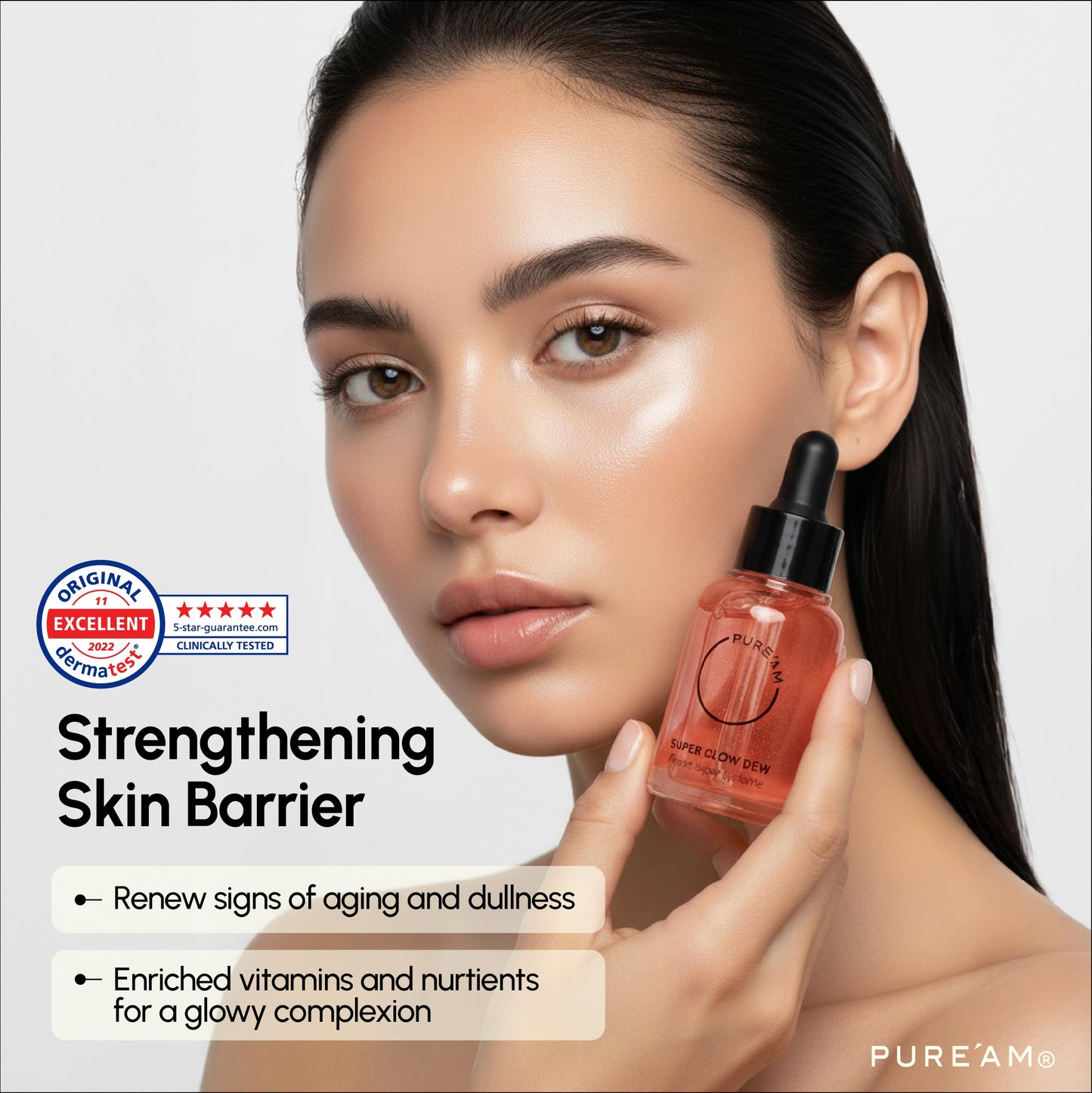 PURE’AM - Moisturizing Squalane Face Oil Serum- Plant Based Face Moisturizer Glowing Oil, Nourishing Facial Oil for Wrinkles & Fine Lines, Renewing Almond Oil for Skin Dullness, 1 fl oz