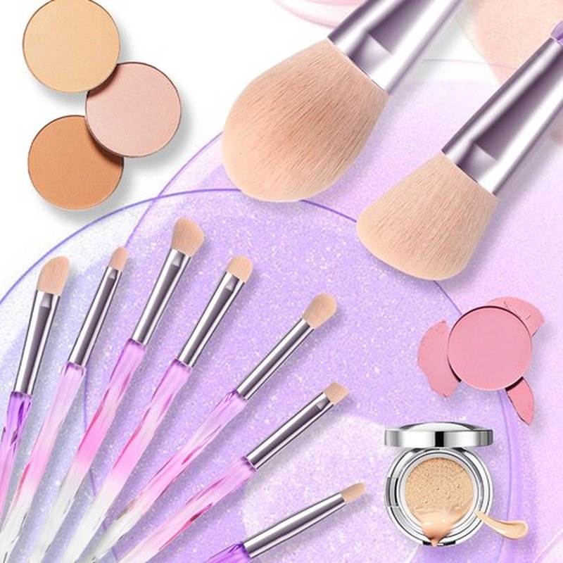 DUAIU Makeup Brushes 15pcs Premium Synthetic Bristles Crystal Handle Set Kabuki Foundation Brush Face Lip Eye Makeup Brush Sets Professional with Starry Gift Box (Pink)
