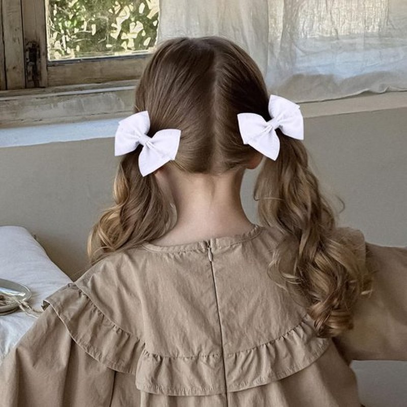 3" Ruffled Ribbon Hair Bows White Small Satin Bow Alligator Clips Barrettes Hairpins Wedding Communion Pageant Party Dress Decor Accessory For Baby Teen Toddler Flower Girls Kids