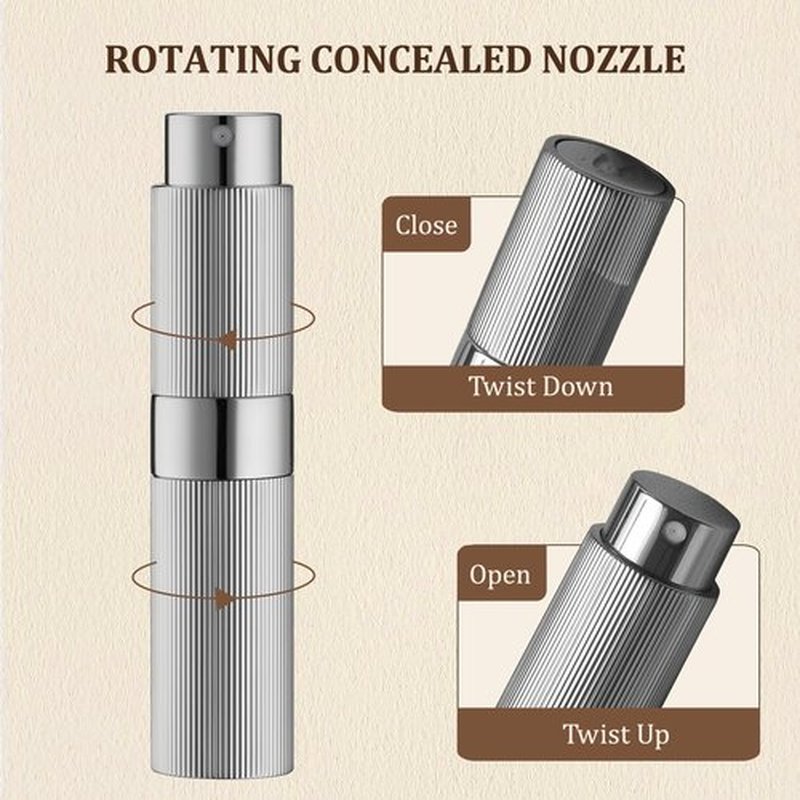LISAPACK 8ml Stripe Perfume Atomizer Spray Bottle, 3pcs Travel Cologne Sprayer Refillable, Empty Mini Portable Perfume Dispenser (Silver, Gold, Blue)