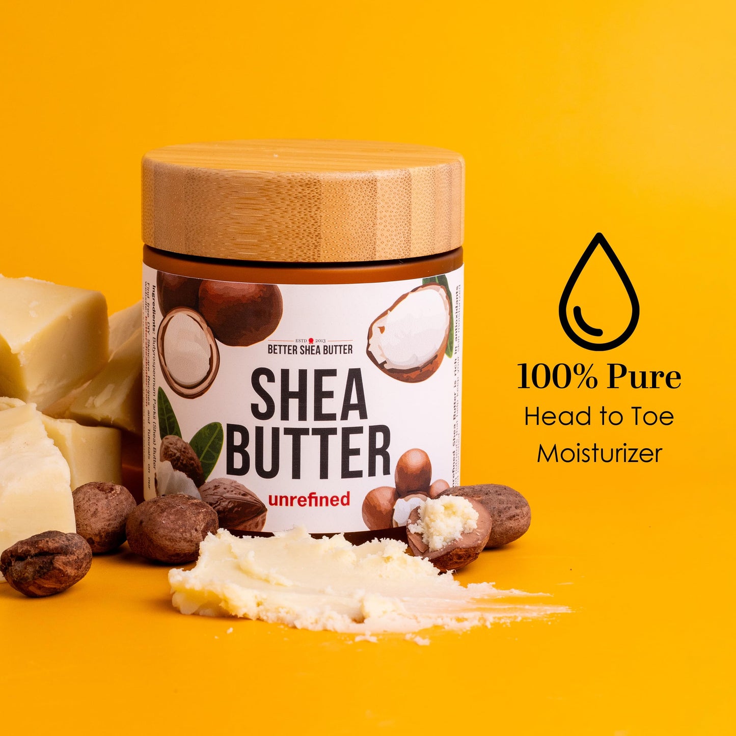 Raw Shea Butter – 100% Pure Unrefined African Shea Butter | Moisturizer for Dry Skin, Face, Hair & Scalp | DIY Body Butter, Lip Balm & Soap Base | Smoky Scent (8 oz Jar)