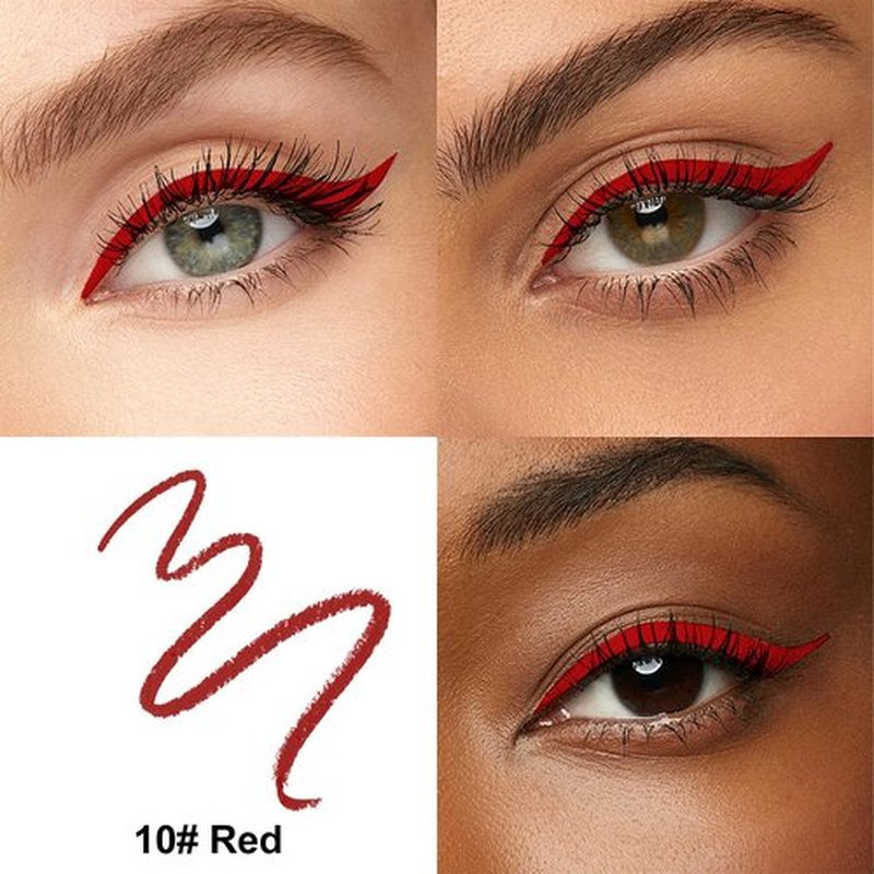 Erinde Waterproof Gel Eyeliner Pencil, Long-Lasting Sharpenable Eye Liner Pen, Waterline Gel Eyeliner Pencil, Ultra-Smooth Creamy Application, Smudge-Proof, Matte Finish, Red