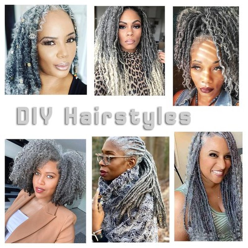 Marley Hair 16 Inch 7 Packs Pre Separated Springy Afro Twist Hair Mixed Grey Marley Twist Braiding Hair Pre Fluffed Spring Twist Hair Synthetic Curly Braiding Hair Extensions for Women (16 Inch,Mgray)