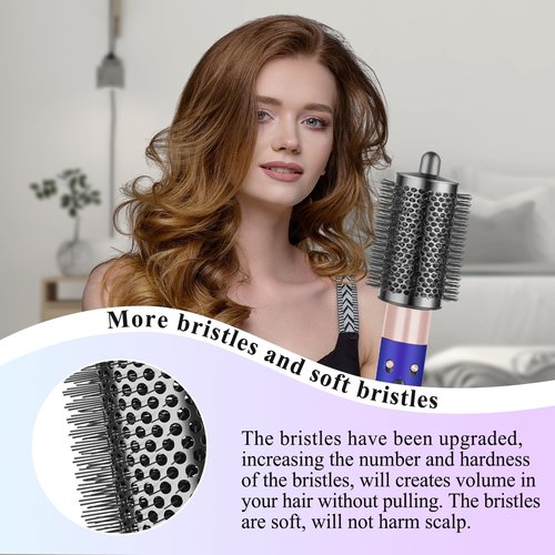 YTCHYYSK Large Round Volumizing Brush (Metal Gray) Compatible with Dyson Airwrap, Fluff up and Volumize for Styling, Hair Brush Attachment for Salon-Quality Results, 1 Count, Curly Hair, Unisex