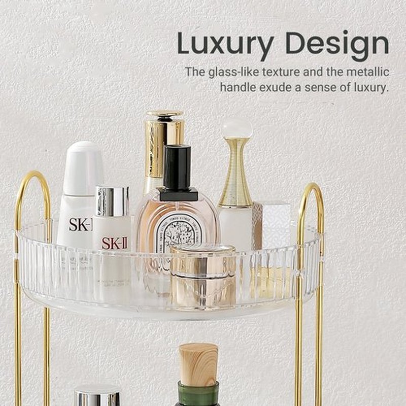 Aveniee Rotating Makeup Organizer for Vanity, Perfume Skincare Organizers Make Up Storage for Bathroom Counter,3 Tier Clear Spinning Cosmetic Lipstick Toiletry Organizer Holder Display Stand (White)