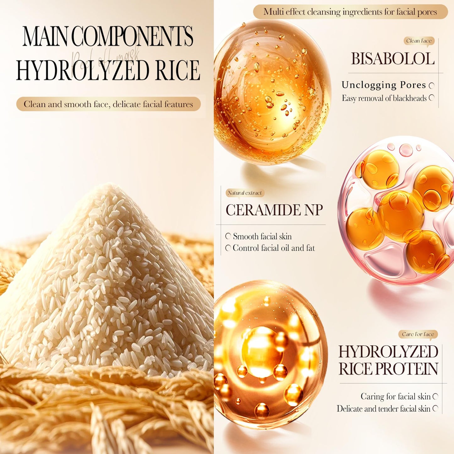 Easilydays Rice Raw Pulp Peel-Off Facial Mask, Moisturizing, Clean & Control Oil, Gently Remove Blackheads Tear-Off Peel off Lifting Face Mask, Deep Nourishment & Pore Tightening for All Skin Types