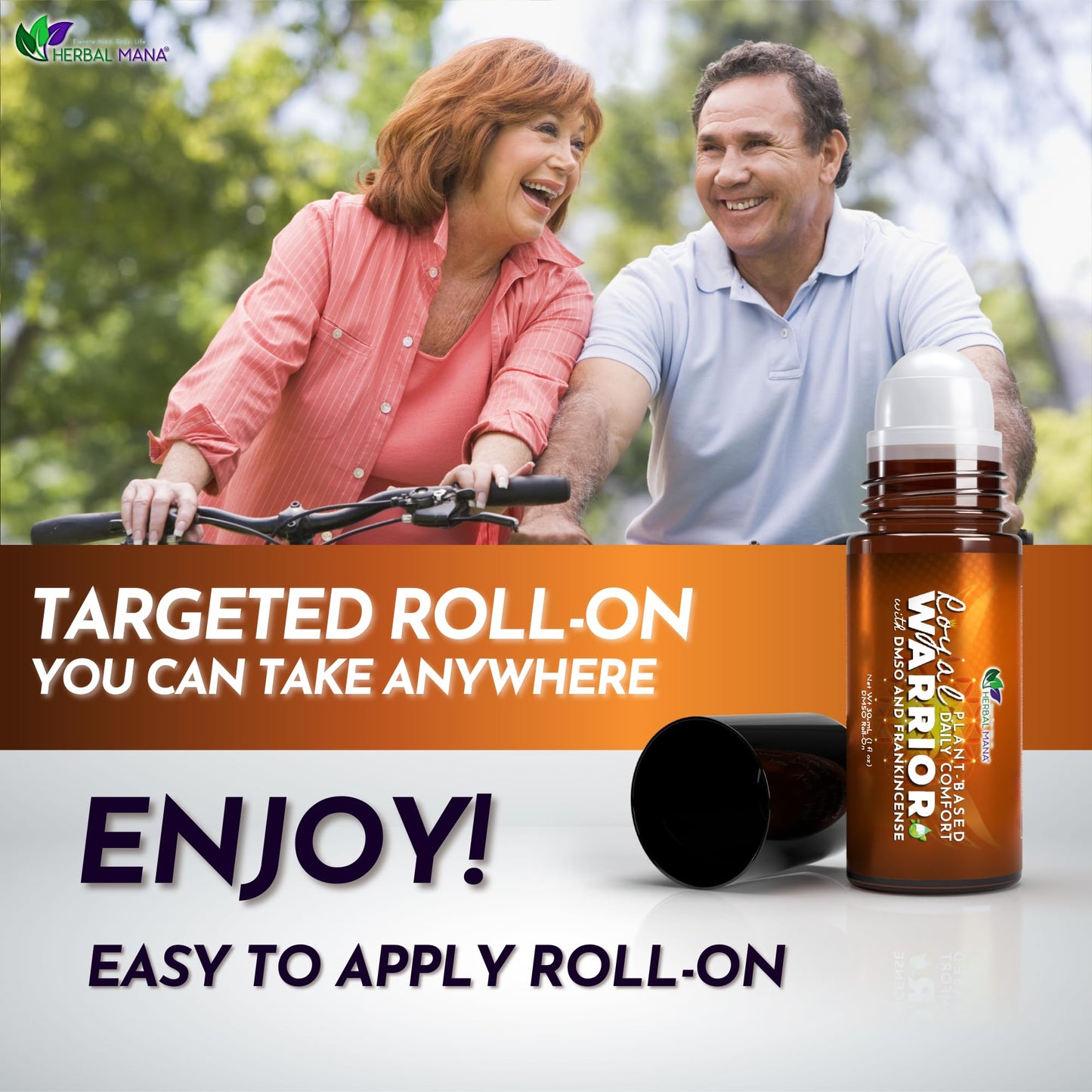 Herbal Mana Frankincense DMSO Roll-On | Menthol-Free | Royal Warrior | 1 fl oz (30 mL)