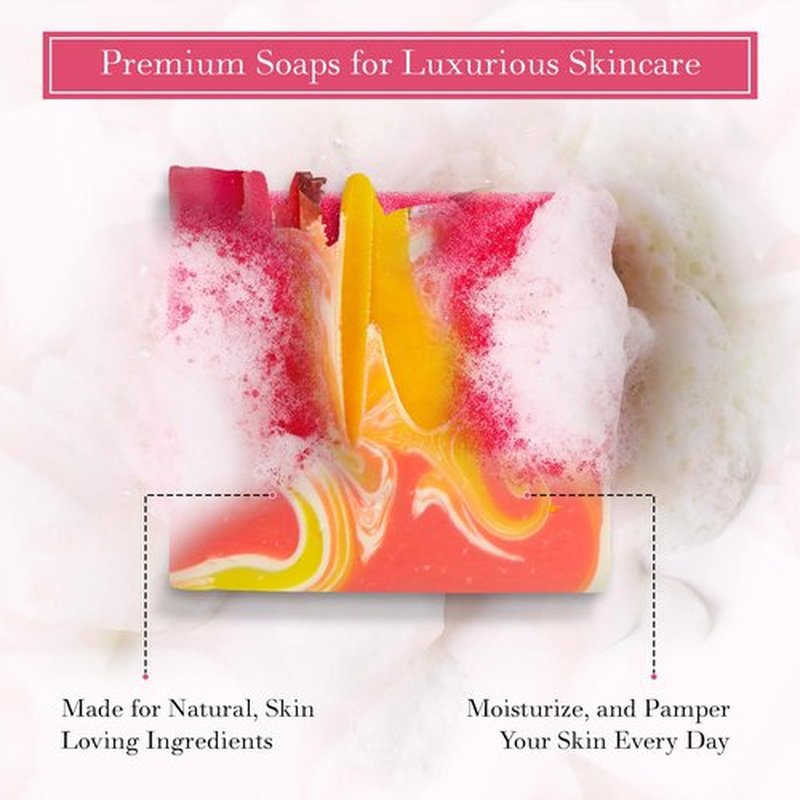 FinchBerry Season of Soap Gift Set - Handmade Seasonal Soaps - Cleanse & Moisturize with Olive, Shea Butter & Coconut Oil - Ideal for All Skin Types & SUMMER Gifting, Pack of 6 (4.5 oz Each)