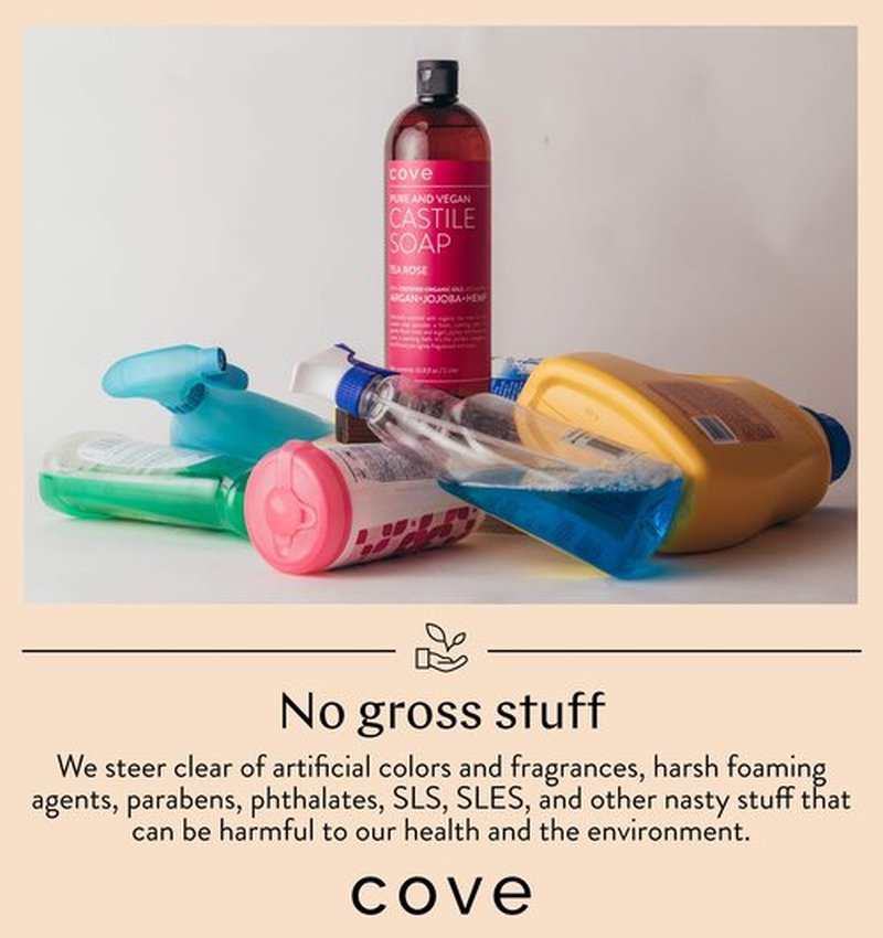 Cove Castile Soap Citrus - 1 Liter / 33.8 fl oz - Organic Argan, Jojoba, and Hemp Oils