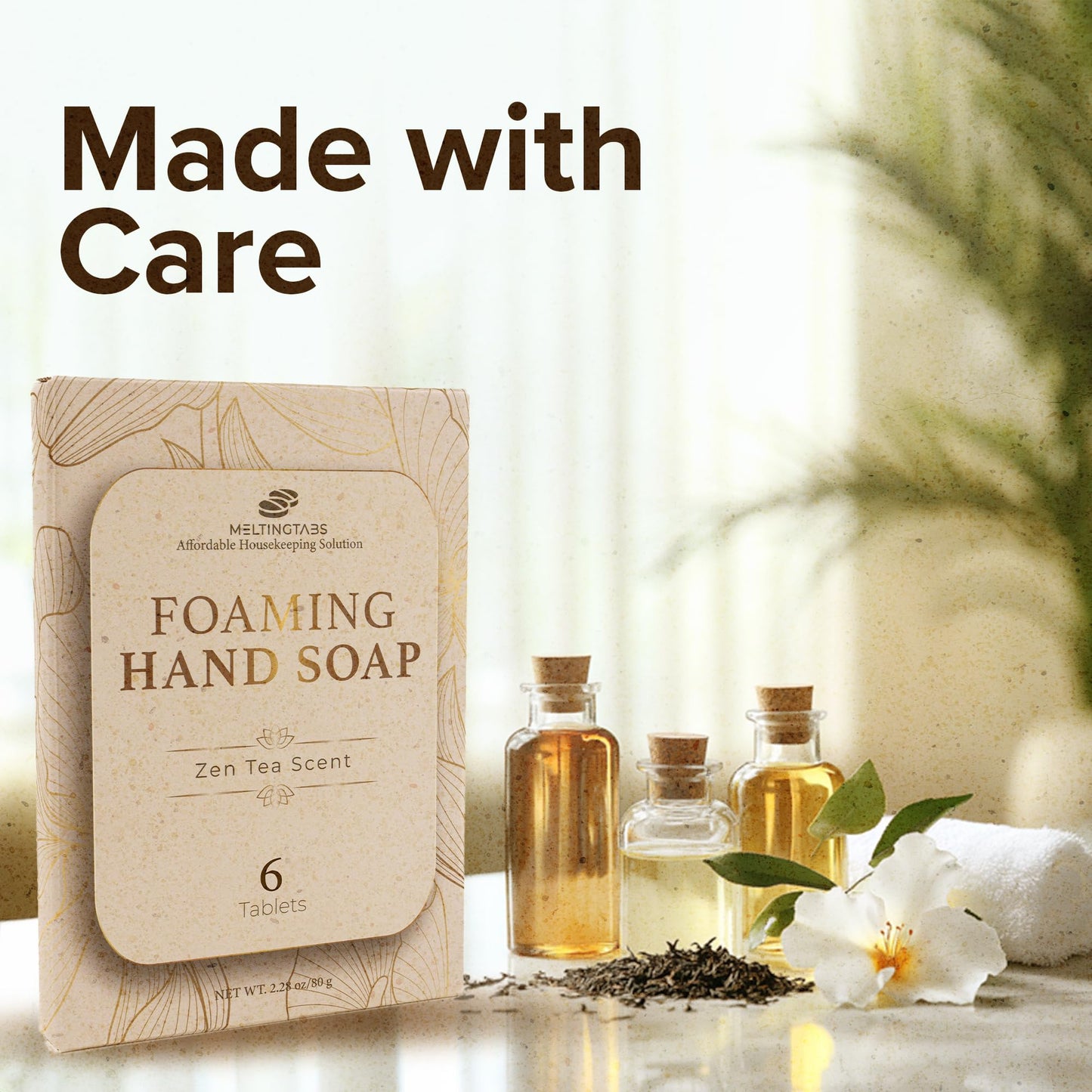 MELTINGTABS Foaming Hand Soap Tablets Refill – Zen Tea Scent, 6-Pack Concentrated Tablets for Foaming Soap