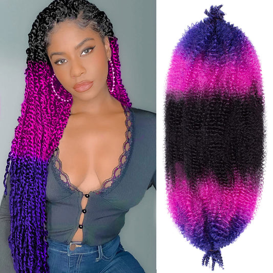 20 Inch 3 Tone blue/purple ombre Springy Afro Twist Hair 8 Pack Pre-Separated Spring Twist Hair For Distressed Soft Locs Marley Twist Braiding Hair Synthetic For Black Women (8 Strands/Pack, 49#)