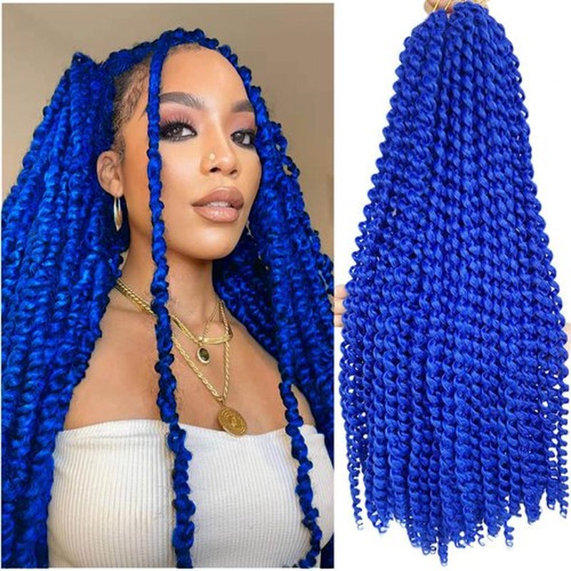 Blue Passion Twist Hair 30 Inch 2Packs Blue Water Wave Crochet Hair for Passion Twists Long Bohemian Braiding Protective Style Hair Extensions (30 Inch, 2 Packs, Blue#)