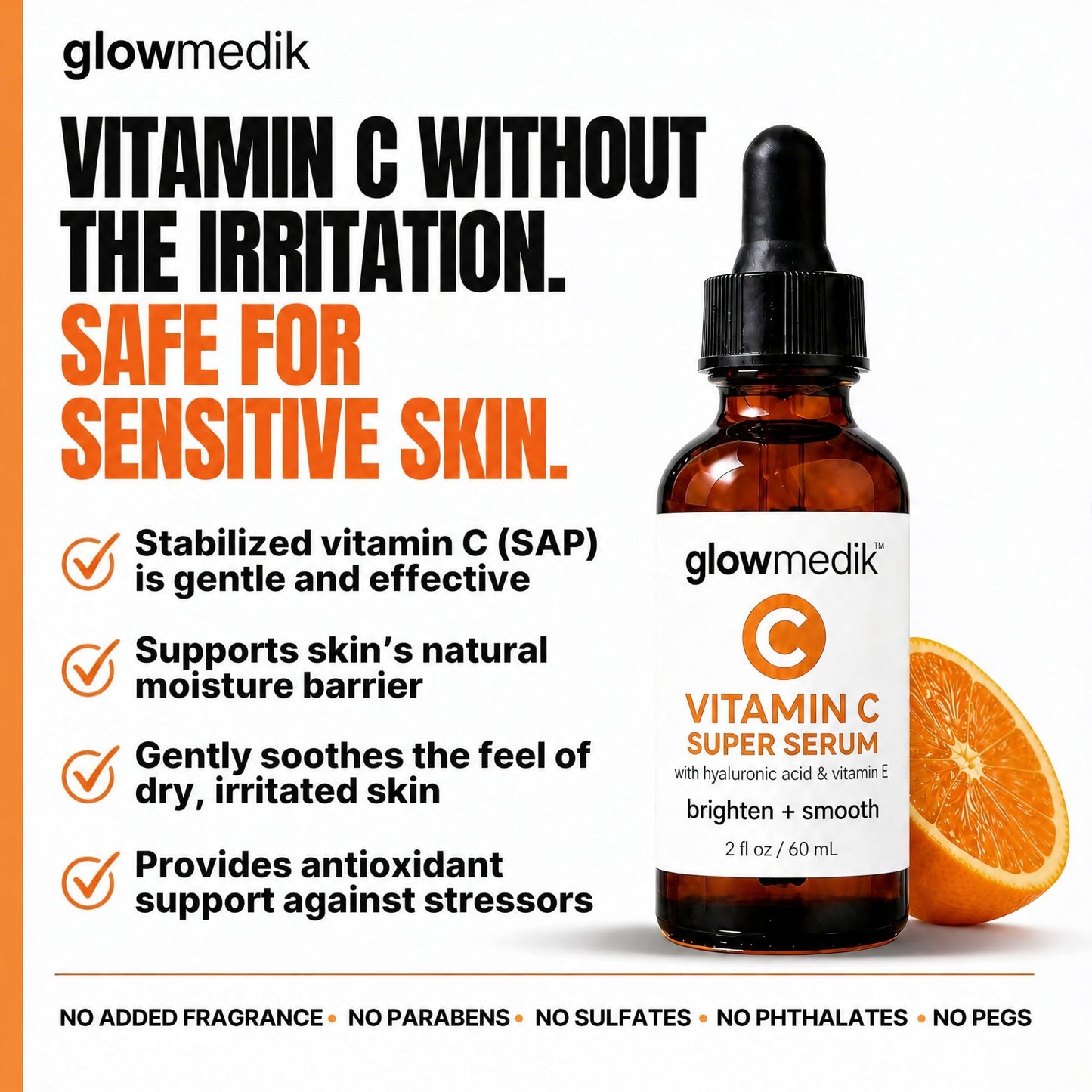 GlowMedik Vitamin C Serum for Face - Illuminating Brightening Serum for Dark Spots - Dark Spot Corrector with Hyaluronic Acid & Vitamin E - Fine Lines & Wrinkles, Sensitive Skin, Made in USA 2 fl oz