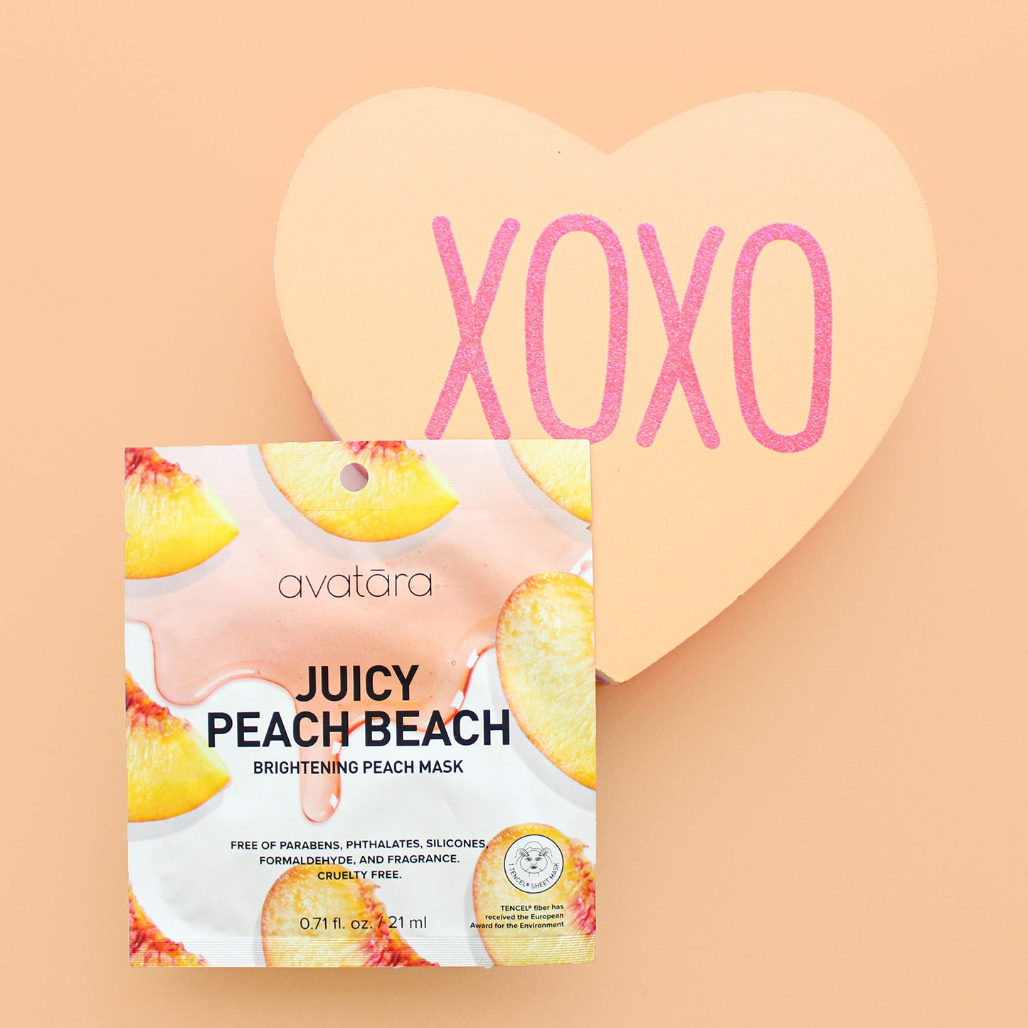 Avatara Juicy Peach Brightening Facial Mask 15 Sheets, Beauty and Skincare Sheet Masks with Peach Extracts, Hyaluronic Acid and Clean Ingredients for Clearer, Brighter Skin With Natural Glow, 15 Pack