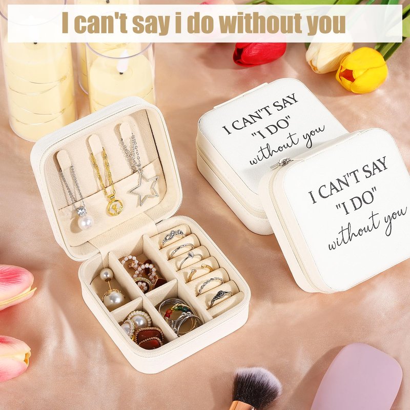 Fingertip WD 81 Pcs Bridesmaid Proposal Gift Jewelry Box Including Bridesmaid Bridal Hairband Sunglasses Powder Puff Bridesmaid Cards Gift Box for Wedding Champagne